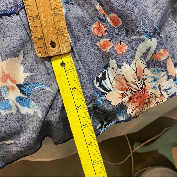 Kormei Dress Woman’s XL high low floral short sleeve 52” length smocked V neck - Picture 14 of 16